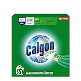 Calgon Hygiene+ Tabs – Schutz vor Kalkablagerungen und Schmutz – Wasserenthärter mit Hygieneschutz für die Waschmaschine – 1 x 61 Tabs Unparfümiert