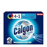 Calgon 4-in-1 Power Tabs – Wasserenthärter gegen Kalkablagerungen, Schmutz und Korrosion in der Waschmaschine – Beugt unangenehmen Gerüchen vor – 1 x 47 Tabs
